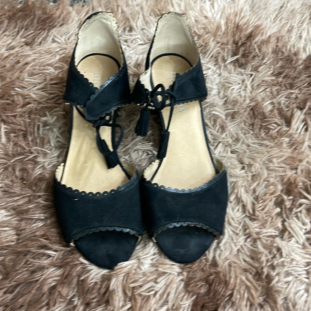 Nice black open toe shoes.
